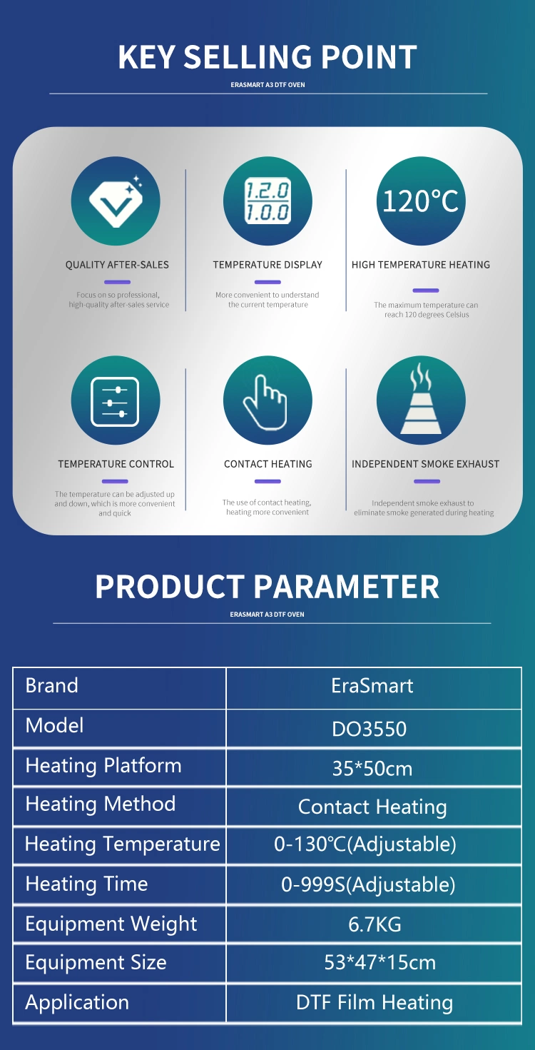 Erasmart A3+ A3 Dtf Powder Hot Melt Drying Machine Pet Film Dtf Oven Automatic Baking